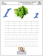 i harfi çizgi çalışması